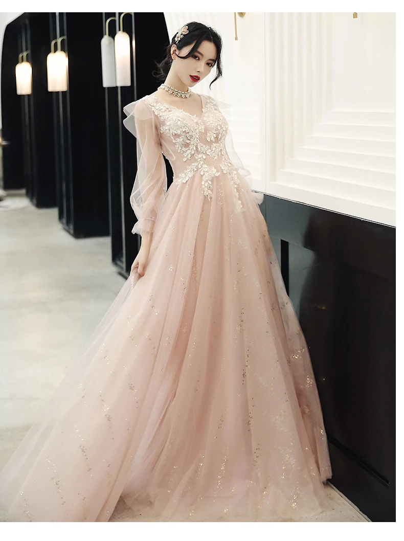 

pale pink long sleeve romantic ball gown dress Renaissance Gown queen dress Victorian/Marie Antoinette Belle