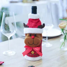 Рождественский Санта-Клаус/Снеговик/олень узор плюшевый винная бутылка крышка бутылки вина сумки фестиваль обеденный стол украшения