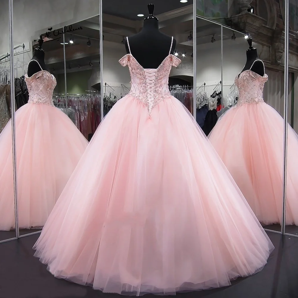 Розовое роскошное бальное платье Бальные платья формального размера плюс, сексуальные вечерние платья с кристаллами и бисером, платья для дебютантов, бальные платья