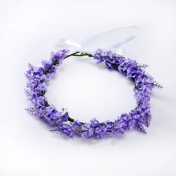 

Artificial Purple Lavender Wreath Simulated Flower Headband Lavender Floral Hair Band Garland Crown Wedding Bride Headdress