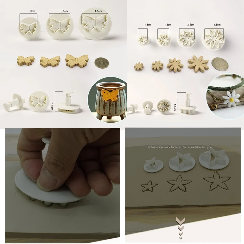 33 шт. пластиковые печати для печати DIY глиняная посуда печать блоков глины инструменты лист/цветок/бабочка/звезды ZXX9178