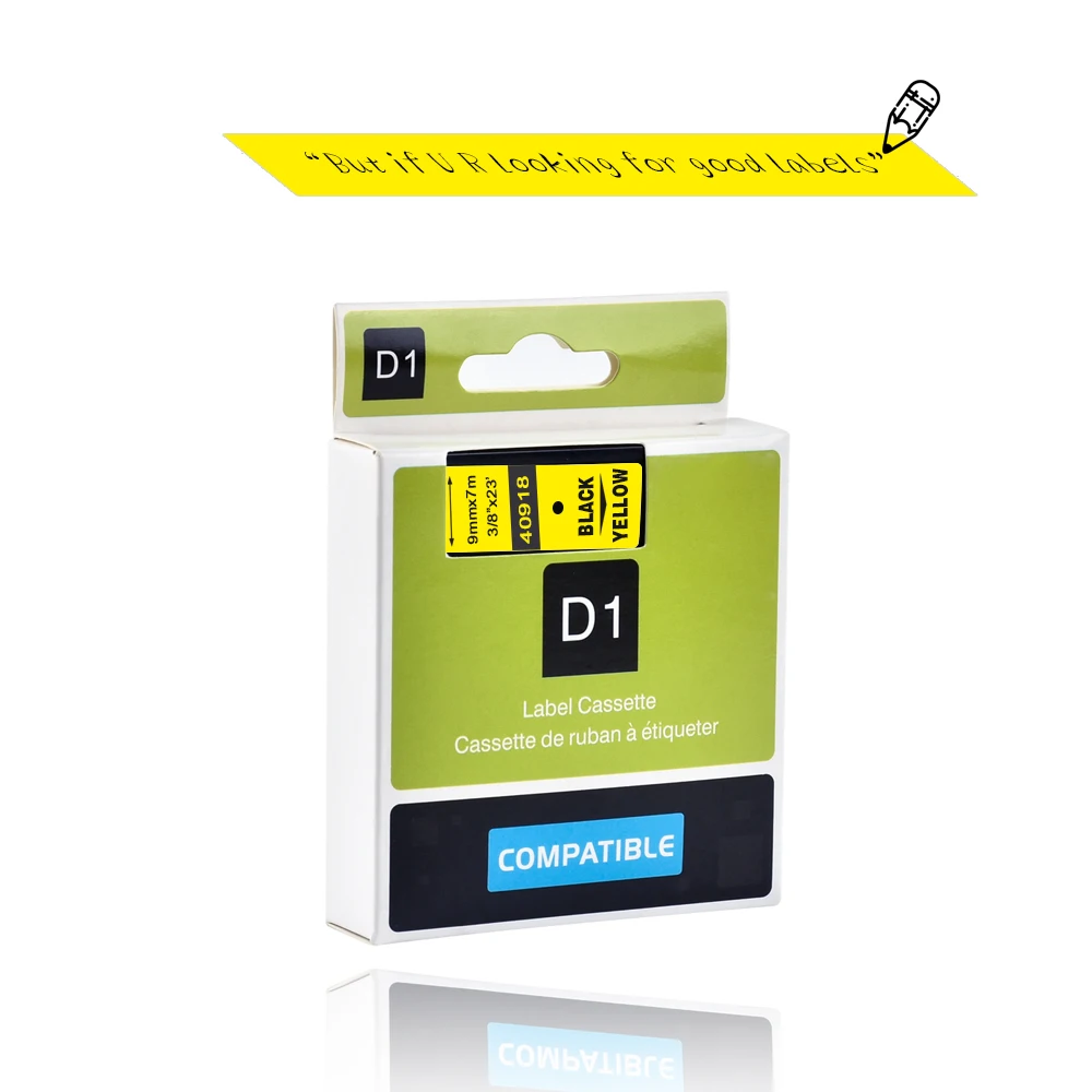 Label World compatibile Dymo Label manager 6mm/9mm/12mm D1 nero su giallo Dymo Maker 43618 nastro per etichette 6 pezzi