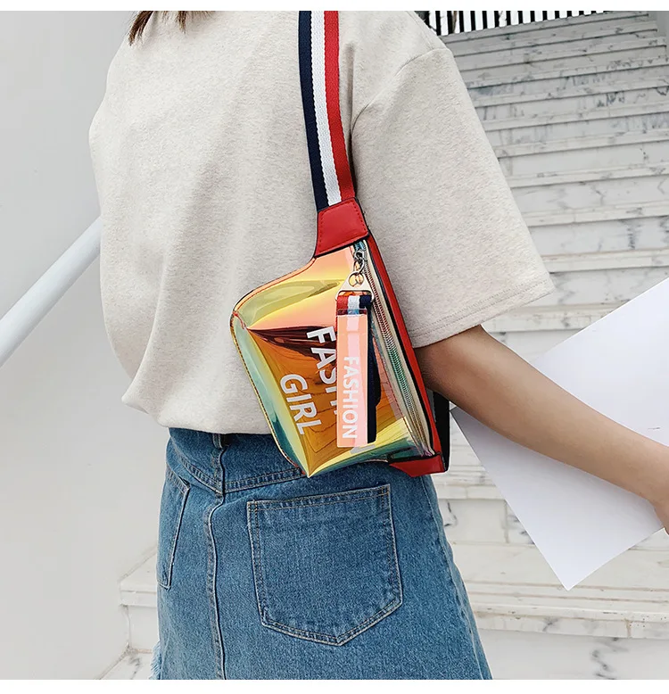 Новая мода Ins нагрудная сумка для девочек Tide сумка на ремне, персональная Лазерная поясная пляжная Водонепроницаемая японская сумка через плечо