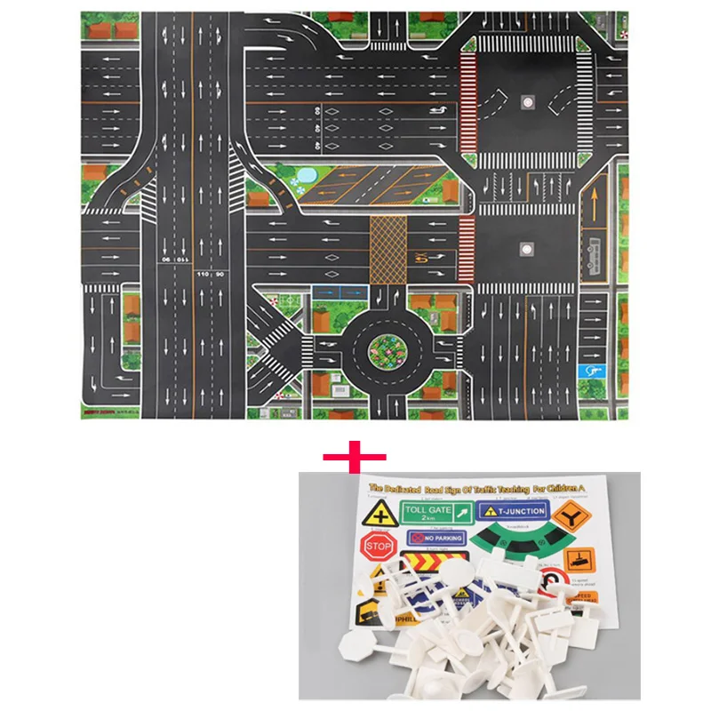 130*100 см образовательная игра коврик обучающий Детский ковер городской трассы Детский ковер парковка партия Карта Коврик правила путь игровой коврик - Цвет: mat with sign