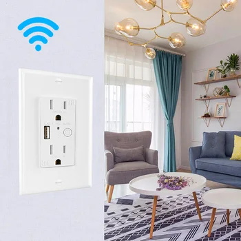 

5v General Voice Divided Control WIFI Accessories Wall Outlet Home USB Interface 2.4GHz Countdown 2.4A US Plug Smart Socket