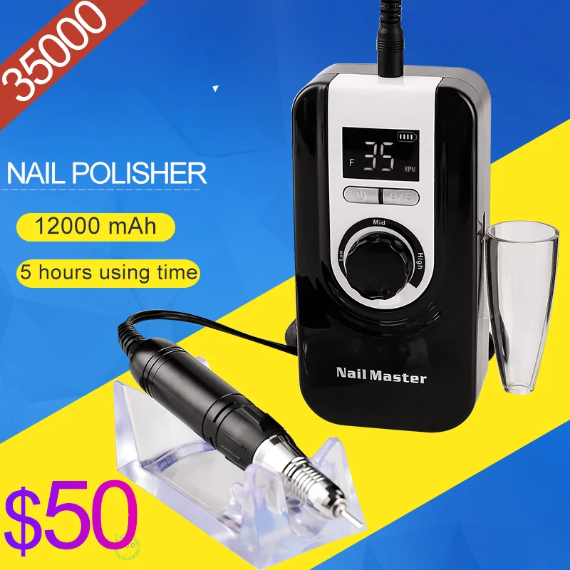

35000RPM Rechargable Portable Electric Nail Drill Machine Set Kit Manicure Set File Nail Pen with Battery Nail Grinder Tool