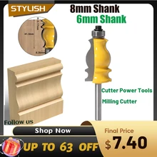 

1PC 8mm 6mm Shank Architectural Cemented Carbide Molding Router Bit Trimming Wood Milling Cutter for Woodwork Cutter Power Tools