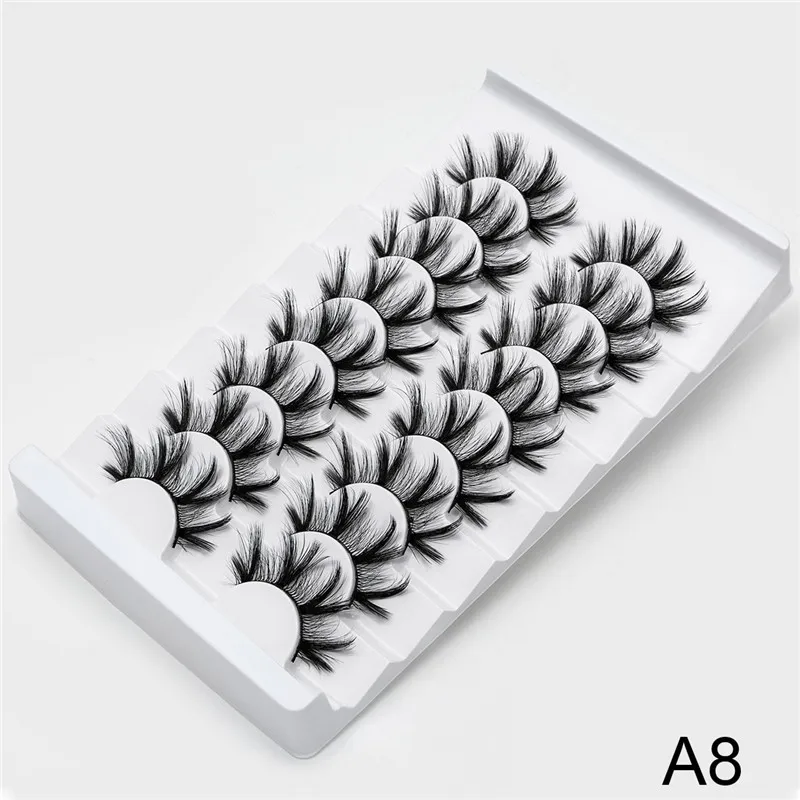 A8 2/5/8 стержень пар Eyelashs натуральных длинных 3D накладные ресницы из норки Толстая ручной работы накладные ресницы объем мягкая норка Искусственные ресницы ресниц - Цвет: A8