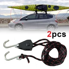 2 PCS Kayak And Canoe Boat Bow Bow And Stern Rope Adjustable Tie Down Straps 1/4
