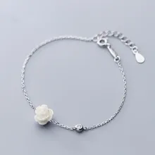 Настоящее 925 пробы, Серебряный минималистичный белый цветочный браслет для модных женщин, вечерние, милые ювелирные украшения, аксессуары, подарок
