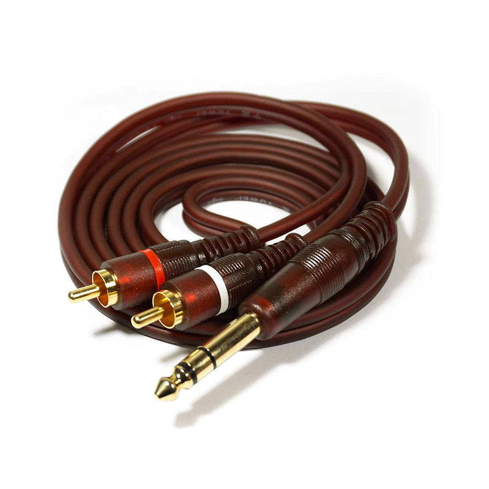 Dual RCA to 2x 6.35mm 1/4'' Mono TS Plug Audiophile Audio Cable for Mixer  Amplifier 2RCA to 2 6.5 DVD cord 2m/3m/5m/8m