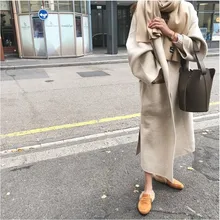 Шерстяное пальто женское длинное бежевое белое пальто зимнее шерстяное пальто Подиум Брендовое теплое шерстяное пальто наряд высокого качества