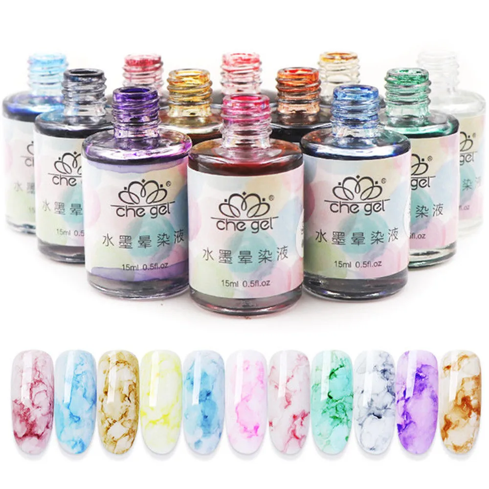 15 мл 1 шт. акварельные чернила лак для ногтей гель с рисунком цветения дымовой эффект мраморные пятна Lquid градиент Маникюр для девочек инструменты для красоты