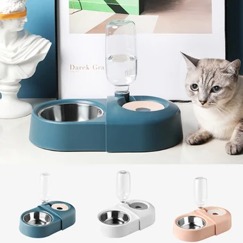 

Pet Tableware Dog Bowl Stainless Steel Double Automatic Drinker Food Dish Dog Pot Cat Ears Bowl Supplies Feeding Dishes