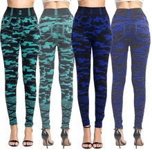 Sfit женские леггинсы с камуфляжным принтом Леггинсы с имитацией джинсовой ткани тонкие эластичные бесшовные леггинсы с высокой талией 3XL