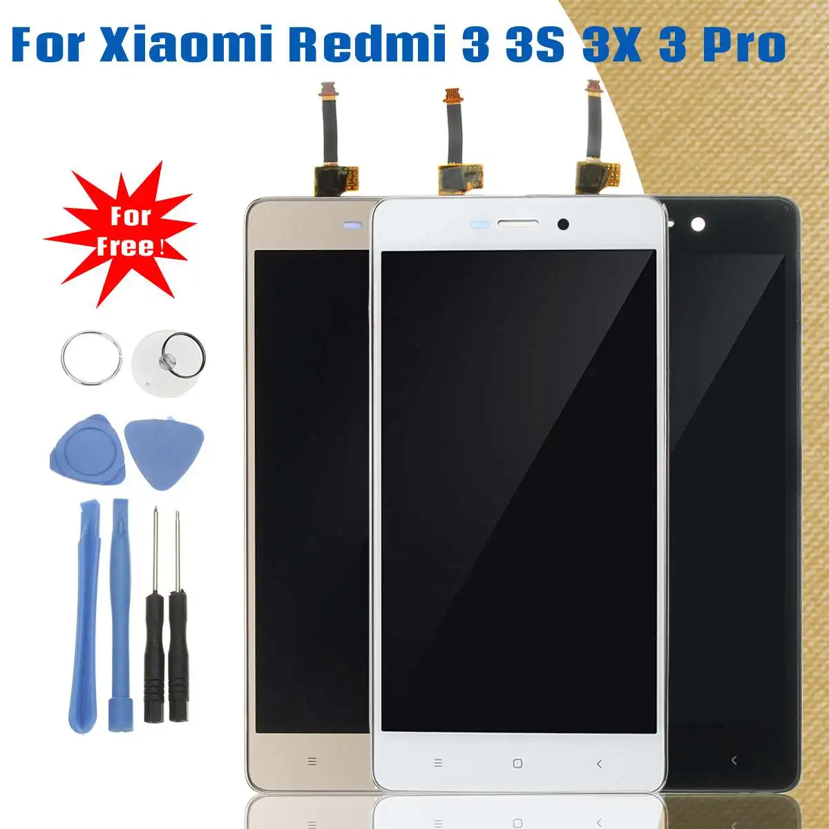 

LEORY LCD Replacement Display Touch Screen Digitiser Assembly Frame With Tools For Xiaomi Redmi 3 3S 3X 3 Pro LCD Screen Black