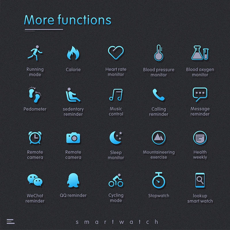 Kaihai Smart Watches Android Watch Smart Smartwatch Heart Rate Monitor Health Tracker Stopwatch Mus-3