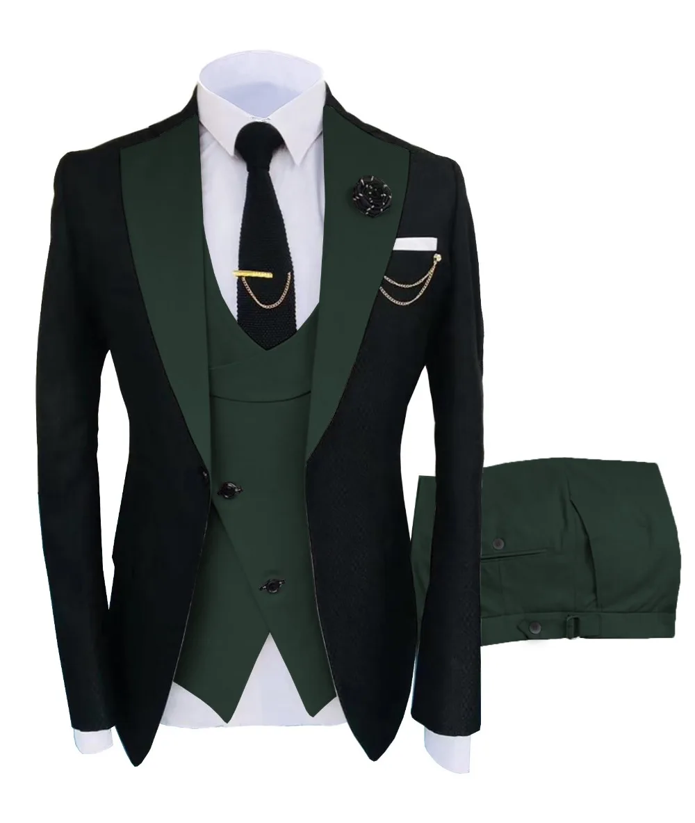 New Costume Homme Popular Clothing Luxury Party Stage Men's Suit Groomsmen Regular Fit Tuxedo 3 Peice Set Jacket+Trousers+Vest