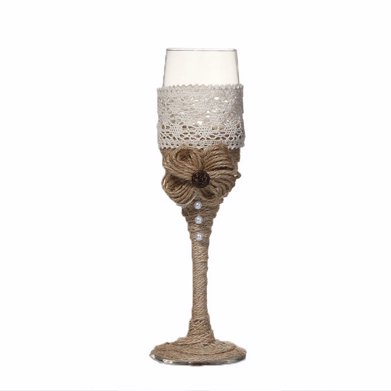 2 шт./компл. красивые мешковины Свадебные бокалы для поджаривания вина