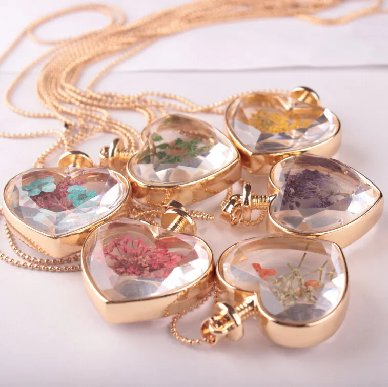Женское цветочное ожерелье в форме сердца хрустальное флюорит флакон для духов