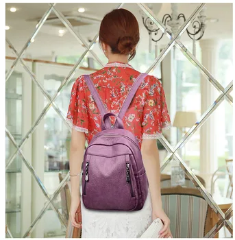 

2020 new women's shoulder bag anti-theft school bag multifunctional double zipper large capacity leisure travel backpack