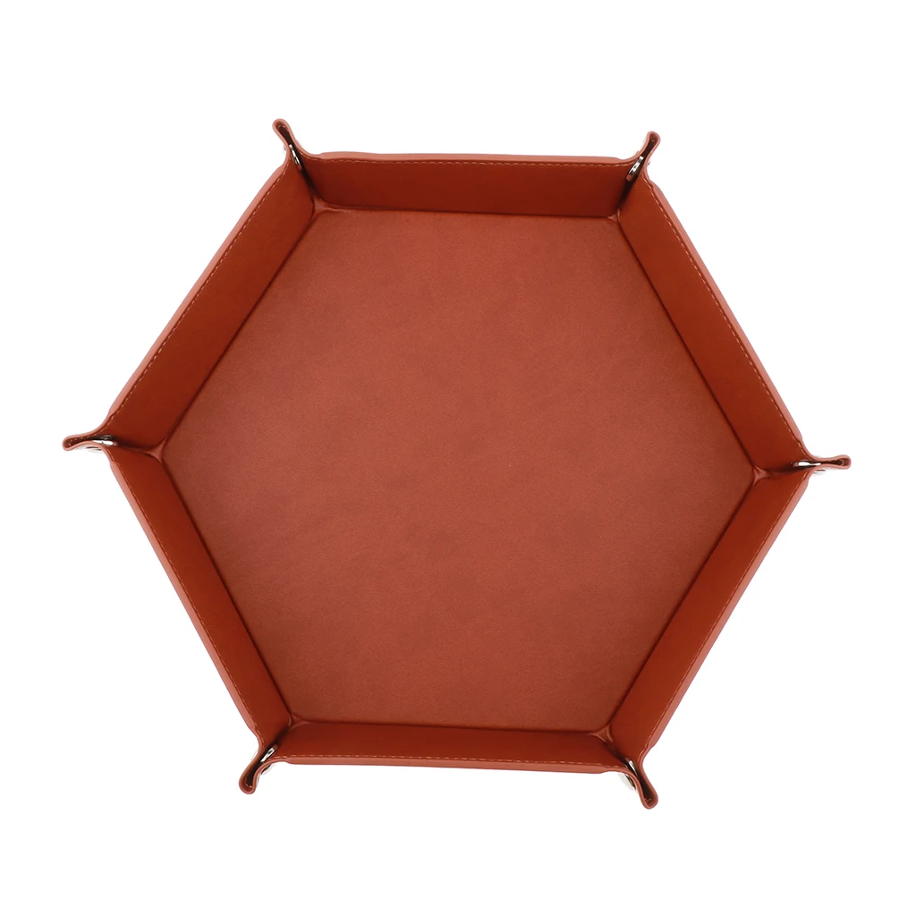 Dice Holder PU Leather Folding Hexagon Tray for RPG, DND and Other Table Games