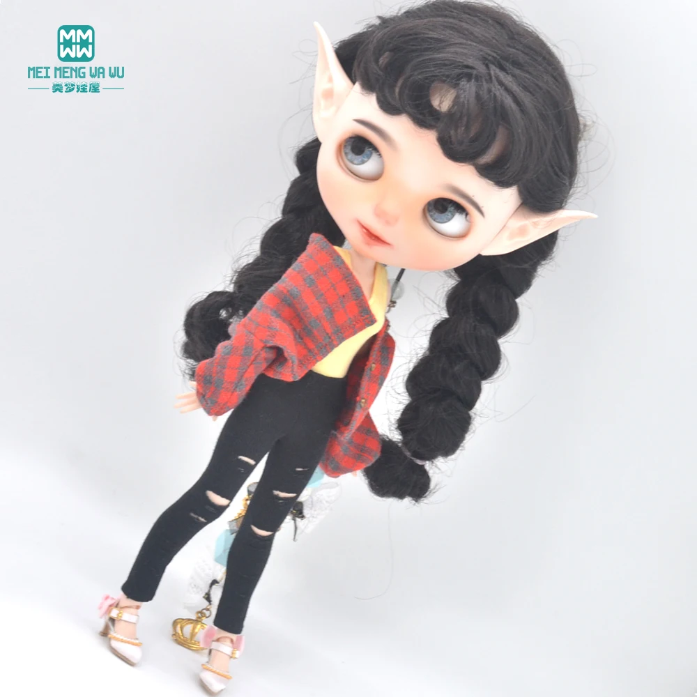 Clothes for Blyth Azone OB22 OB24 Doll Fashion Woolen Jacket Plaid Top barbie doll clothes,doll clothes,doll accessories,doll clothes accessories