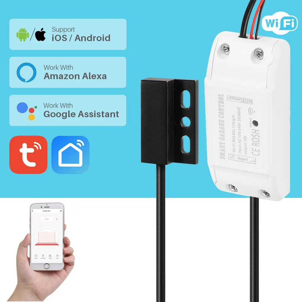Умный открывалка для гаражных ворот Wi Fi управление через приложение Smart Life Tuya