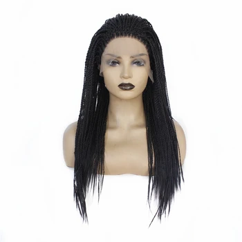 

Braided Box Braids Hair Synthetic Twisted Braid Lace Front Wigs Long Black African American Wig Heat Resistant Fiber Replacement