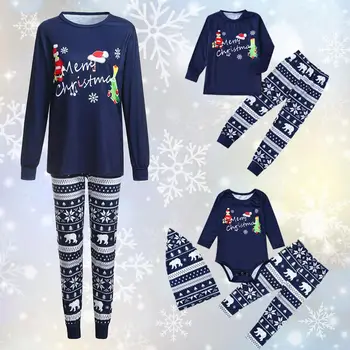 

TiLeewon Christmas Family Matching Pajamas Set Xmas Adult Kids Cute Nightwear Pyjamas Deer Family Matching Outfits Sleepwear
