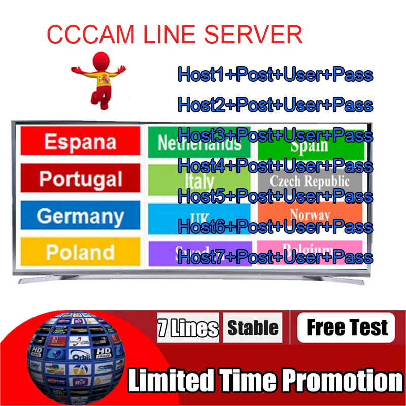 

Cccam server 2year 7lines spain Italy support Satellite TV Receiver DVB-S2 europe clines Satellite TV Receiver GTmedia V8 Nova