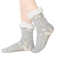 Skinfullysweet женские нескользящие домашние носки-тапочки осенние и зимние толстые плюшевые вязаные хлопковые носки теплые вязаные носки унисекс с оленем