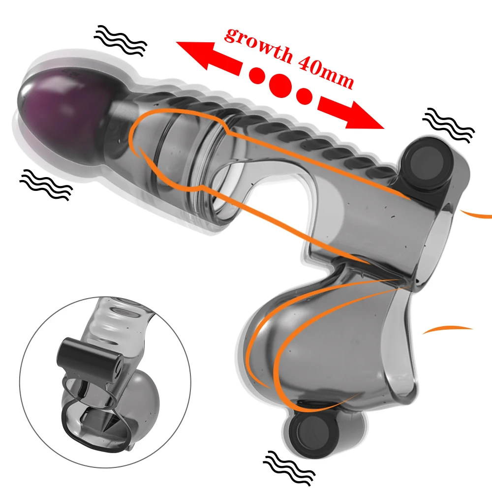 Penis Enlargement Sleeve Vibrating Condom Reusable Condoms Sex Toy For Men Strap-on Delay Ejaculation Adult Products | Красота и