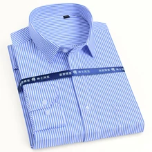 Men's Classic Long Sleeve Solid/striped Basic Dress Shirts Single Patch Pocket Formal Business Standard-fit Office Social Shirt