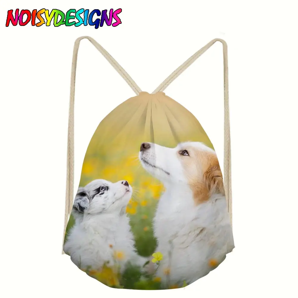 LMYD3922Z3 Border Collie Drawstring Bags String Sack Beach Women Men Travel Storage Package Functional backpack plecak worek sznurek pouch - Цвет: LMYD3922Z3