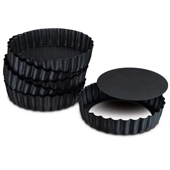 

Mini Egg T-6 Pack with Removable Bottom, 5 Inches in Diameter - Dessert, Mini Mould for Quiche Pan