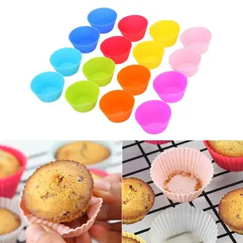 

15PCS Muffin Cupcake Mould Colorful Round Shape Silicone Cupcake Mould Bakeware Maker Mold Tray Baking Cup Liner Molds