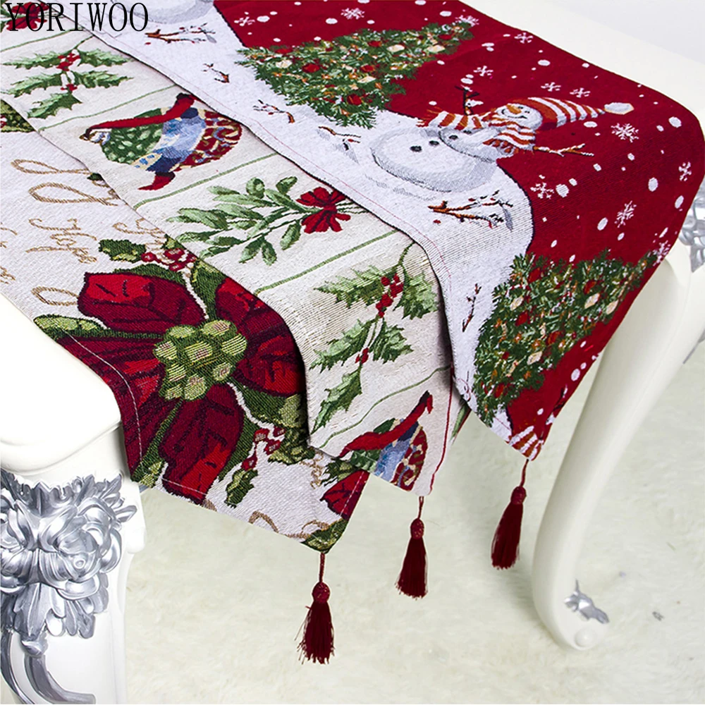 

YORIWOO 34x180cm Christmas Tablecloth Table Runner Merry Christmas Tree Decorations Xmas Ornament Happy New Year 2019 Home Gifts