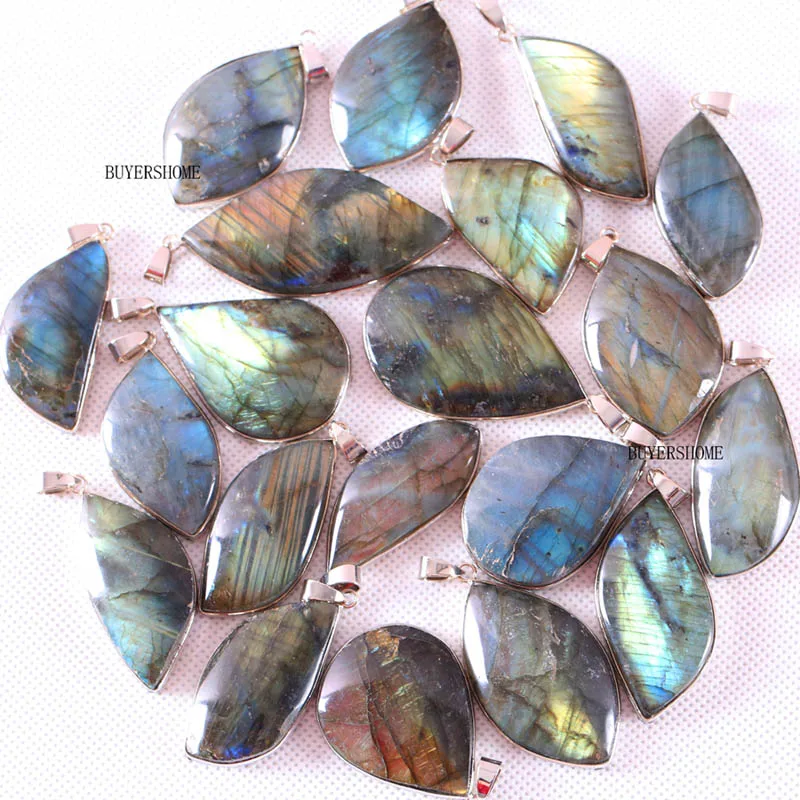 Gray Labradorite 1 шт. Серебряный ювелирный подарок неправильной формы бусина, натуральный камень серый кулон из Лабрадорита для ожерелья для мужчин женщин K2048 - Окраска металла: Gray Labradorite