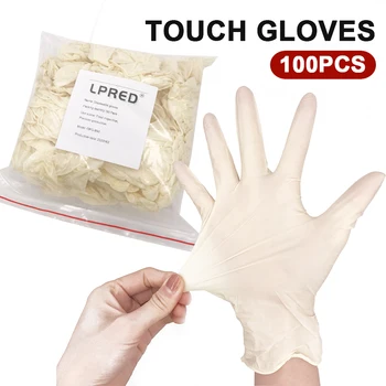 

100pcs Disposable Latex Gloves White Non-Slip Acid and Alkali Laboratory Rubber Latex Gloves Household Cleaning Products