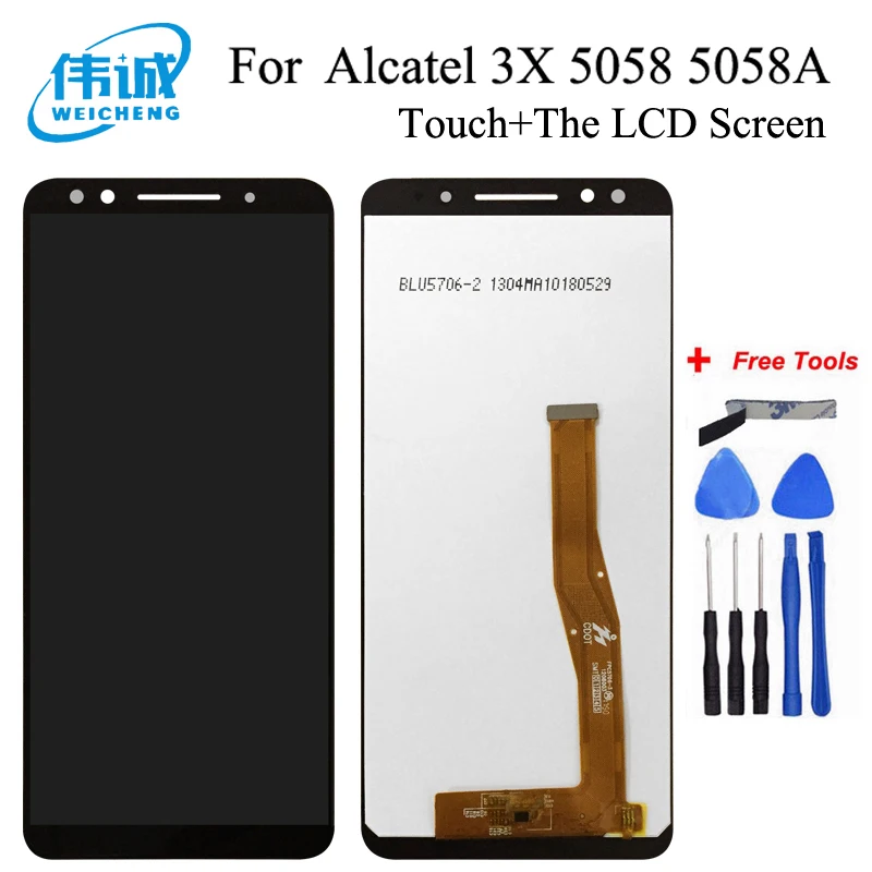 ЖК-дисплей 5 7 дюйма для Alcatel 3X 5058 5058A 5058I 5058J 5058T 5058Y сенсорный ЖК-экран дигитайзер