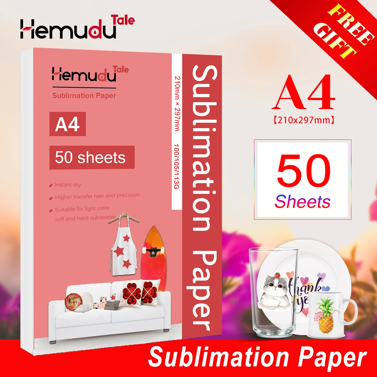 A4 50sheets Sublimation Heat Transfer Paper 100/105/113G for Polyester T-Shirt Cushion Fabrics Phone Case Printing Design | Канцтовары