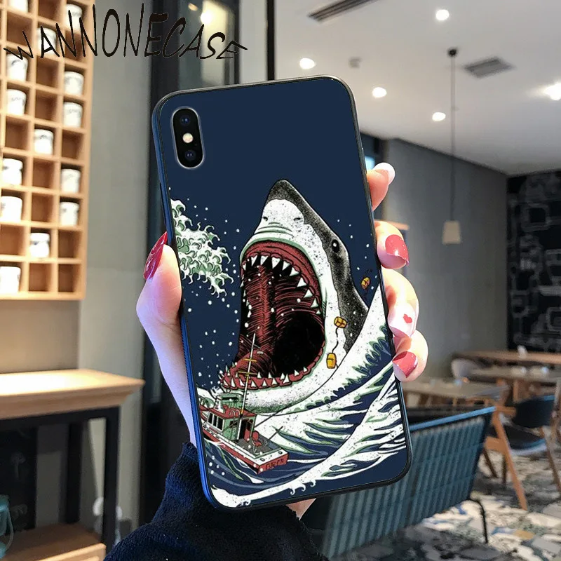 Sengit hiu dan gurita DIY Cetak Gambar Untuk iPhone 8 7 6 6S Plus X XS MAX 5 5S SE XR 11 11pro promax Ponsel