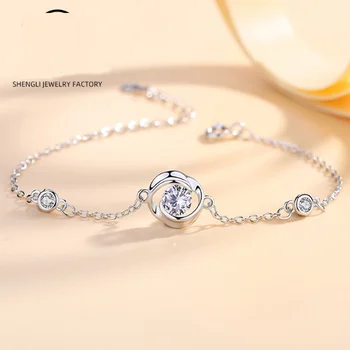 

S925 Sterling Silver Korean Version Of Simple Rose Bracelet For Woman