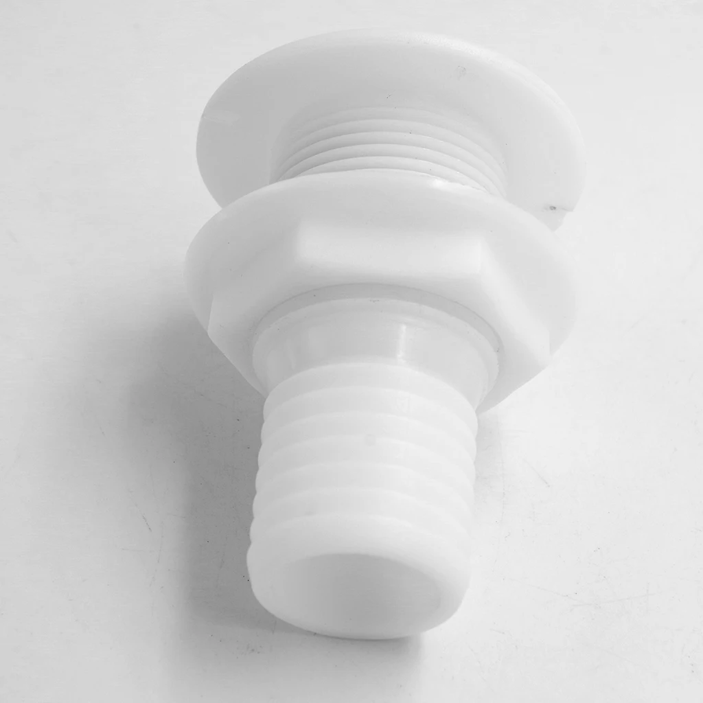 White Plastic Thru-Hull Bilge Pump And Aerator Hose Fitting For 2