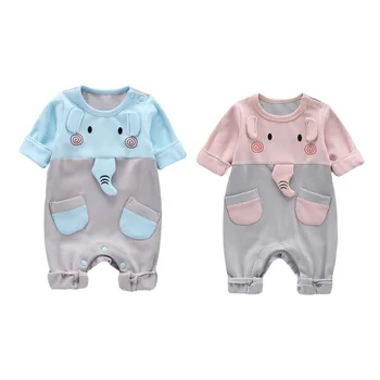 

Autumn Winter Infant Baby Romper Long Sleeves Cotton Cartoon Elephant Baby Pajamas Newborn Baby Girls Boys Romper
