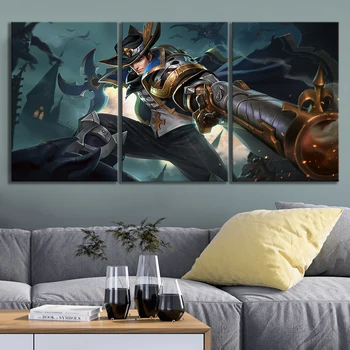 

3 Panels Valhein Arena of Valor Video Games Art HD Cartoon Wall Picture Canvas Paintings for Living Room Wall Decor