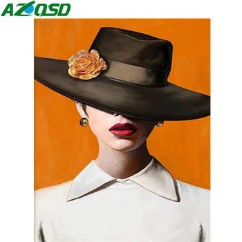 

AZQSD Paint By Number Canvas Painting Kits Portrait DIY Unique Gift Unframe Coloring By Numbers Woman Home Decoration