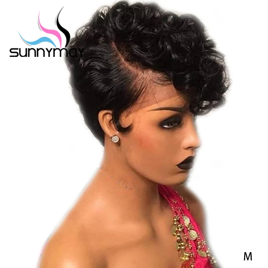 Offerte Sunnymay 13x4 Dei Capelli Umani Breve Parrucche Pixie Cut Parrucca 150% Pre Colto Bob Parrucca Remy Brasiliani Glueless Del Merletto anteriore Parrucche Dei Capelli Umani