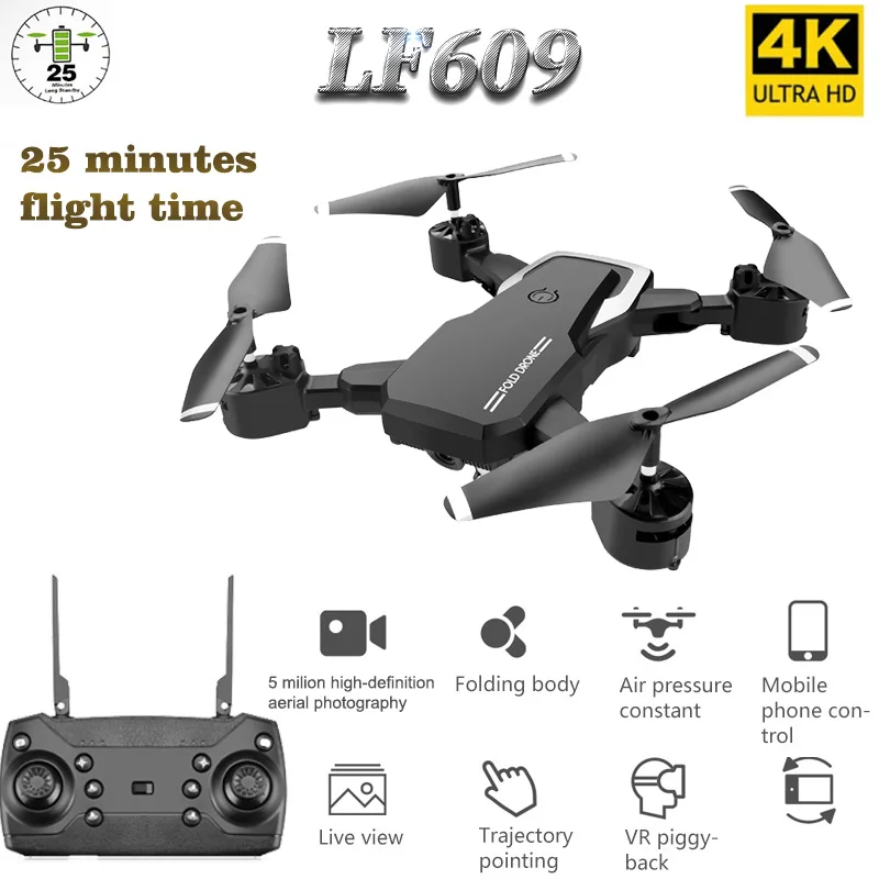 LF609 Дрон 4K с HD камерой WIFI 1080P двойная камера следуй за мной Квадрокоптер FPV